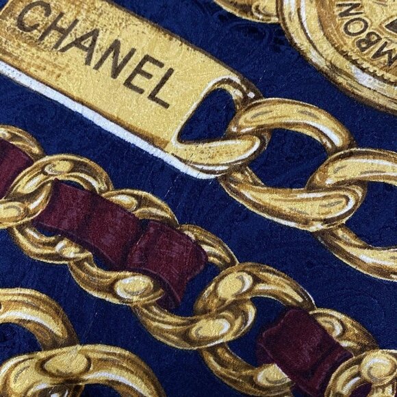 CHANEL Coco - Navy Gold Multi Scarf 325-072125 - Picture 5 of 6